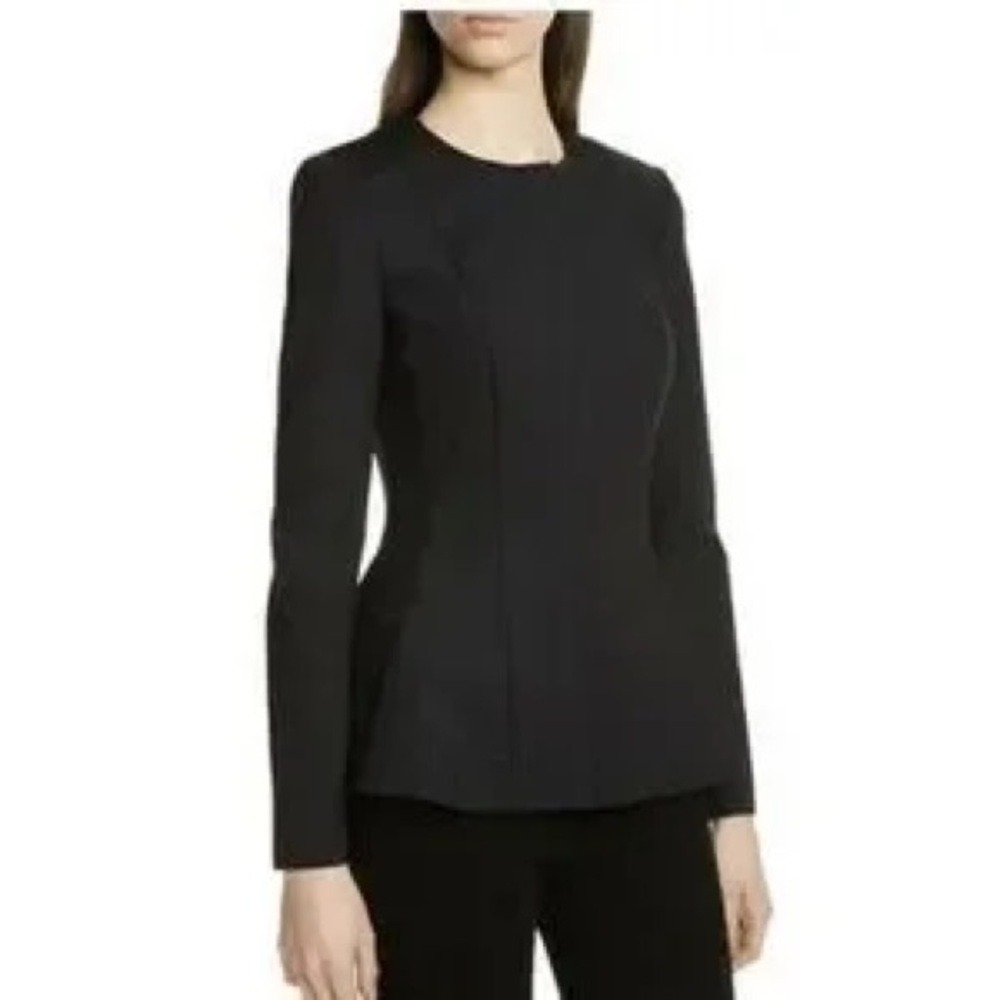 ▪️Theory Movement Peplum Zip Up Black Modern Stretch Jacket Blazer 6